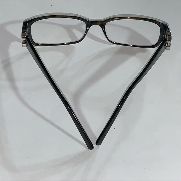 CHANEL two-tone Gray/Black NARROW Rx eyeglass FRAMES w/clamshell case - Picture 9 of 13